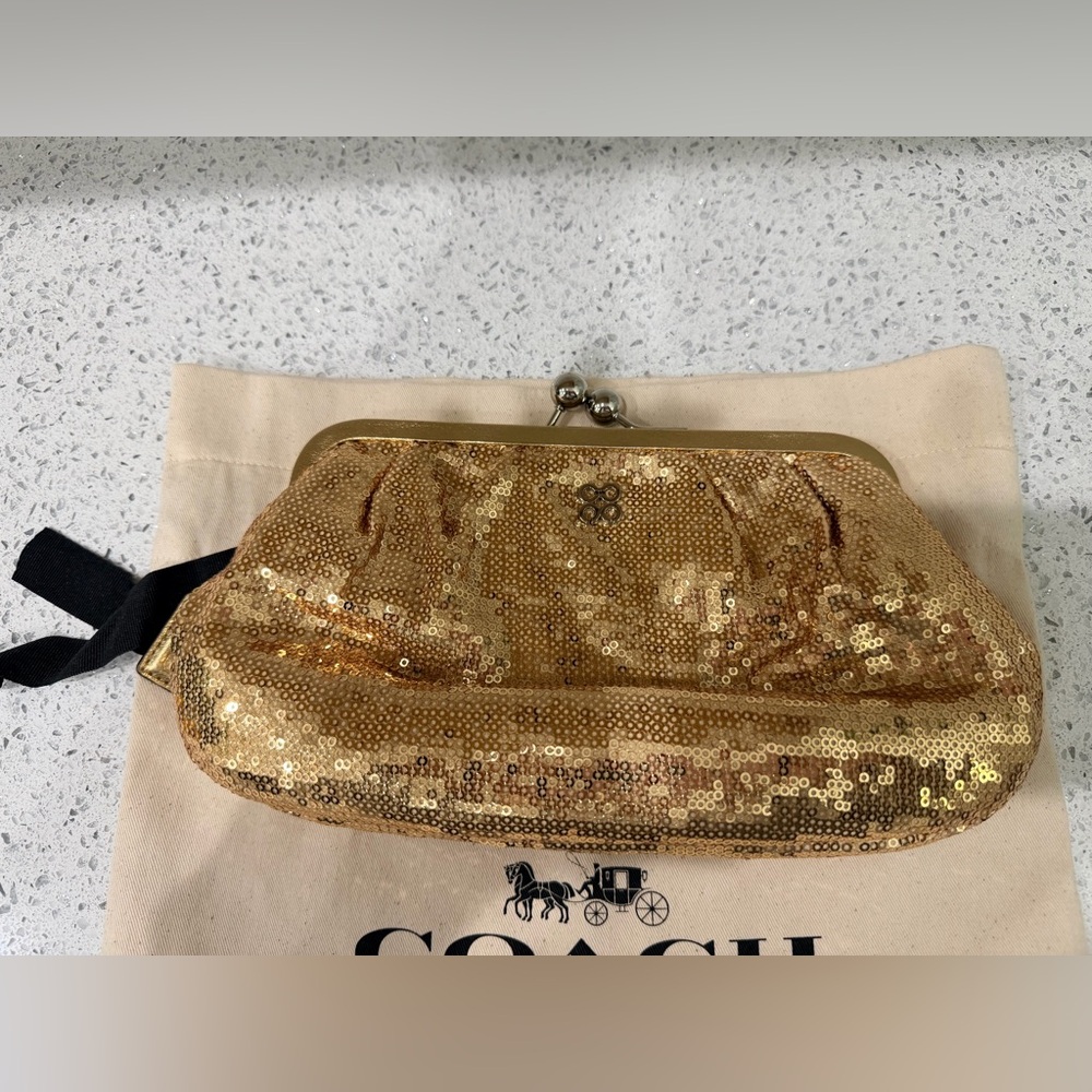 Coach Gold Sequin Vintage Clutch Bag